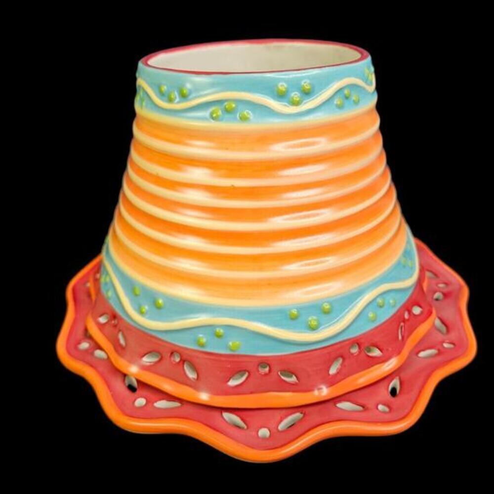 Yankee Candle Large Shade and Plate Set Desert Fiesta Southwest Pierced Embossed